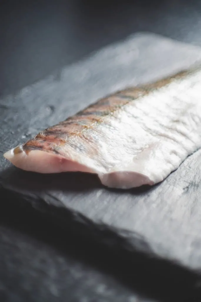 Close-up of a boneless white fish fillet