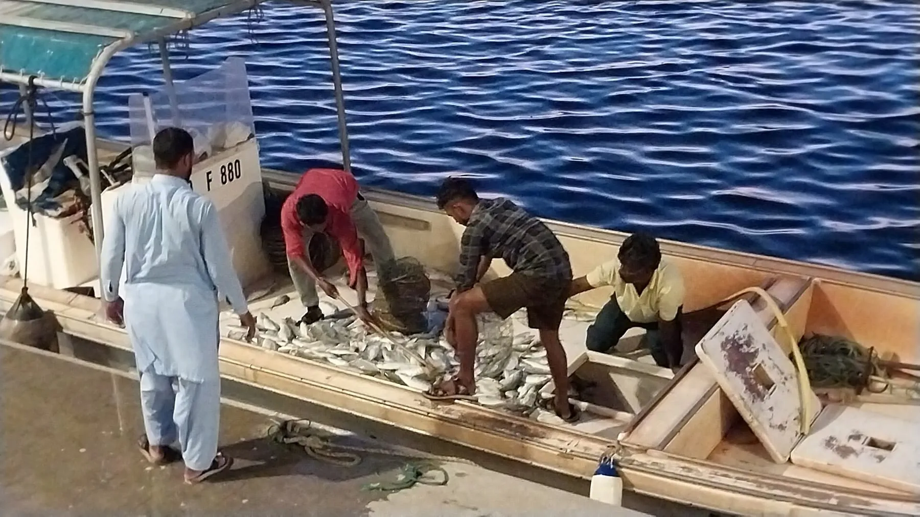 A fishing boat moored at Waterfront Market, Dubai